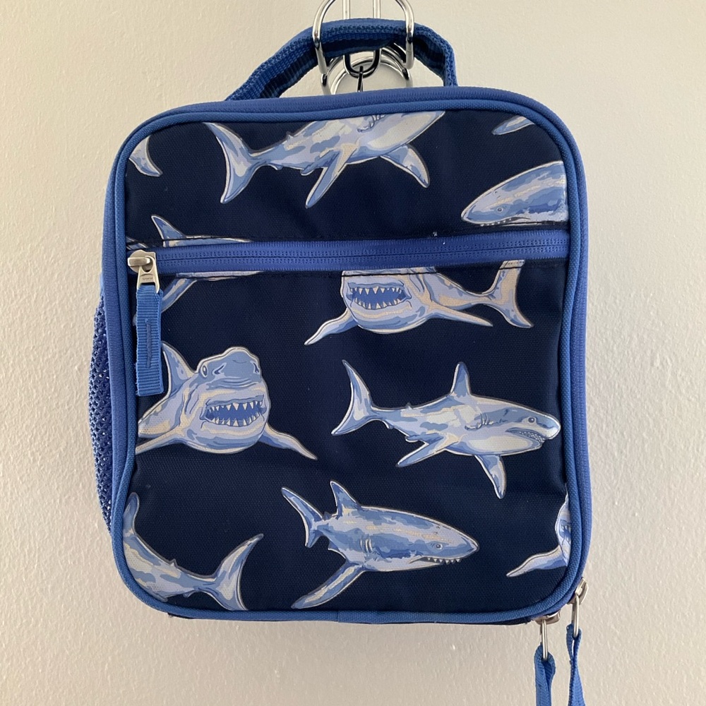 Pottery Barn Kids Shark Print Navy Blue Kids Lunchbox tote Bag